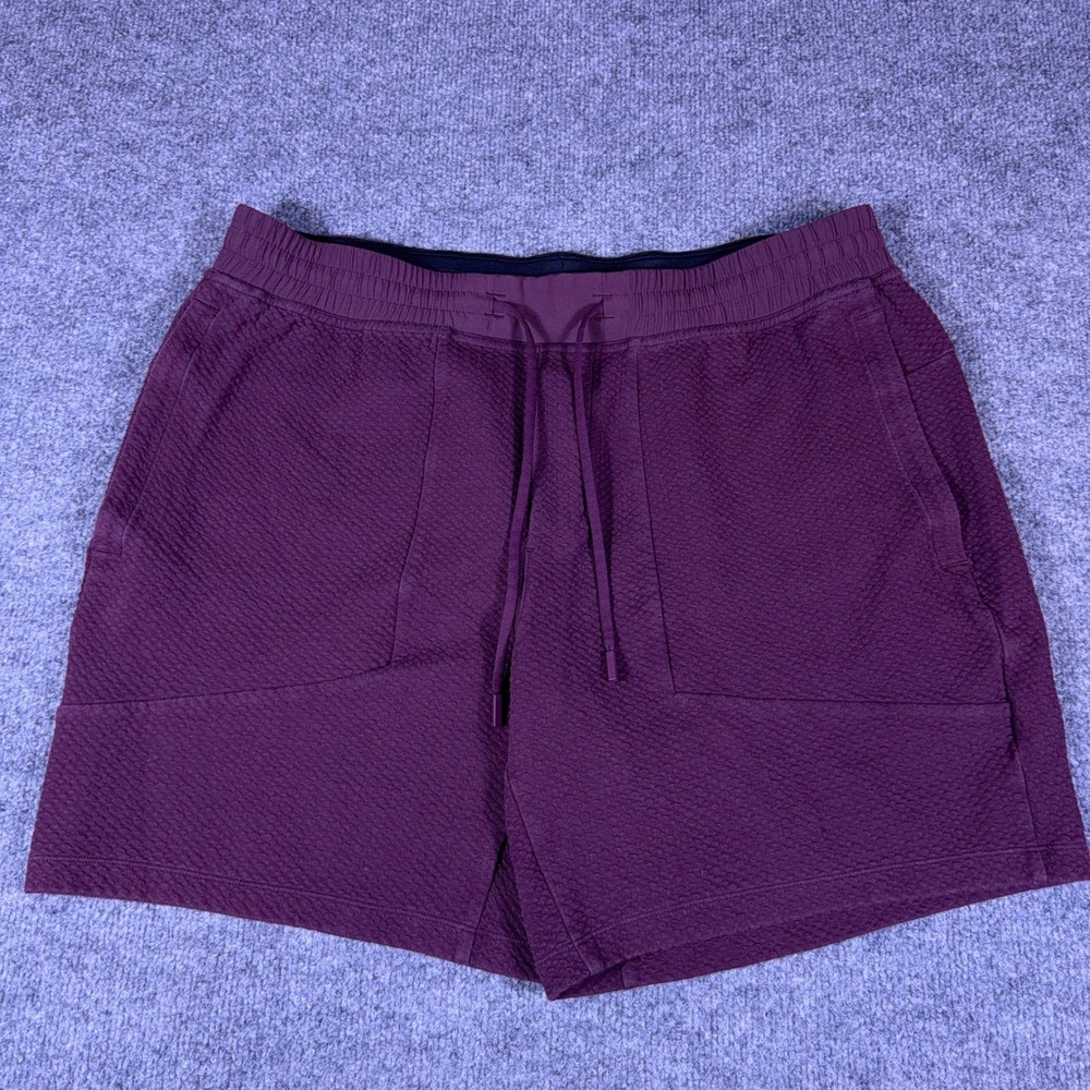 Lululemon At Ease Short 7 Plum Stick Purple Textured Knit XXL LM7AWNS